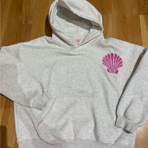 Women's Cream Hoodie with Pink Shell Design